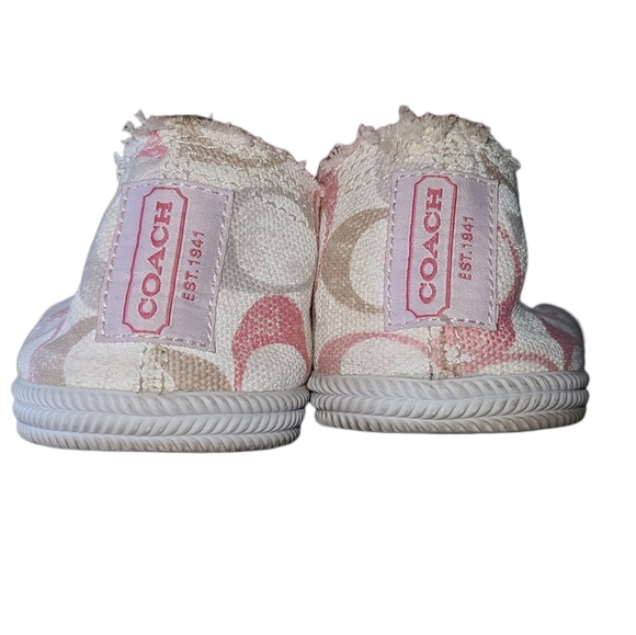 COACH Katie Slip-On Sneakers - Pink and Tan Logo No Lace (Elastic) Size 9.5B - Picture 7 of 11